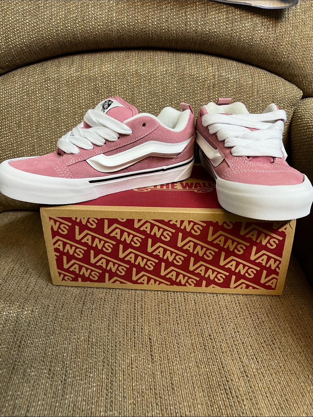 Vans Pink and White Old Skool Low Top Sneakers